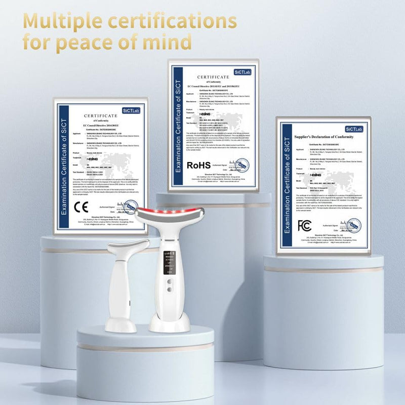 Red Light Therapy for Face and Neck, Facial Skin Care Tools, Micro-Current Vibration Facial Cold and Hot Service, Red and Blue LED Light, 4 Color LED Facial Light Therapy Device for Skin Care at Home