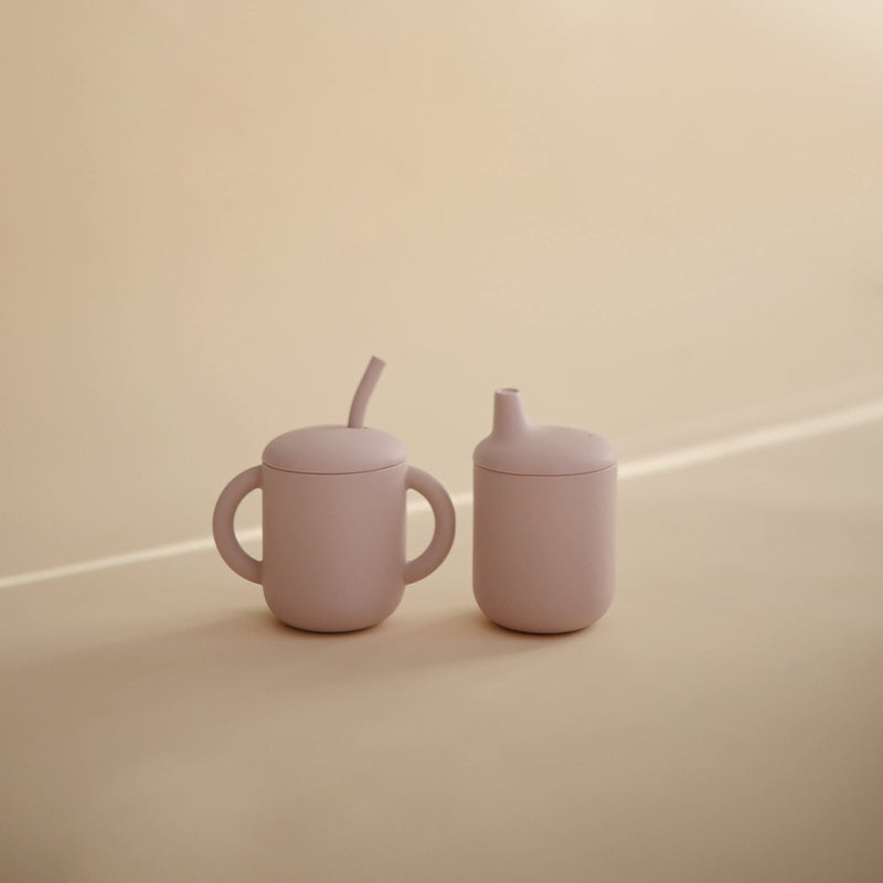 [Australia] - mushie 100% Silicone Training Cup & Straw for Toddlers | 6 Months+ (Soft Lilac) Soft Lilac 