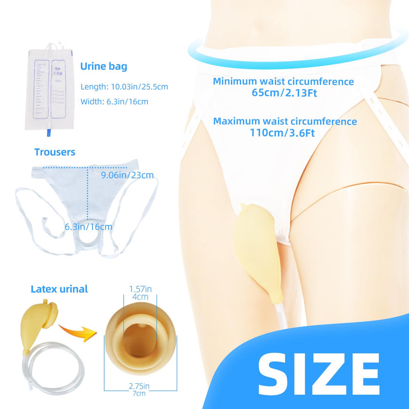 [Australia] - Wearable Urinal for Men, Protable Latex Material with Collection Urine Bag, Urinary Drainage Bag System,Skin-friendly and odorless (1000ml) (Universal style) Universal Style 