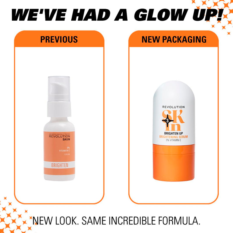 Revolution Skin Brighten Up 3% Vitamin C Brightening Face Serum, 1.01 fl oz | Helps Even Skin Tone with Vitamin C, Vegan & Cruelty-Free 1.01 Fl Oz (Pack of 1)
