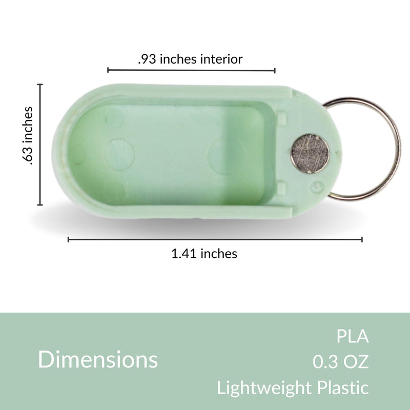 Magnetic Pill Holder Keychain for Purse, Travel Case (Mint) | Slim pill container for a purse, pocket or gym bag. Holds daily vitamins and supplements. Magnetic slide, no screw cap. Mint