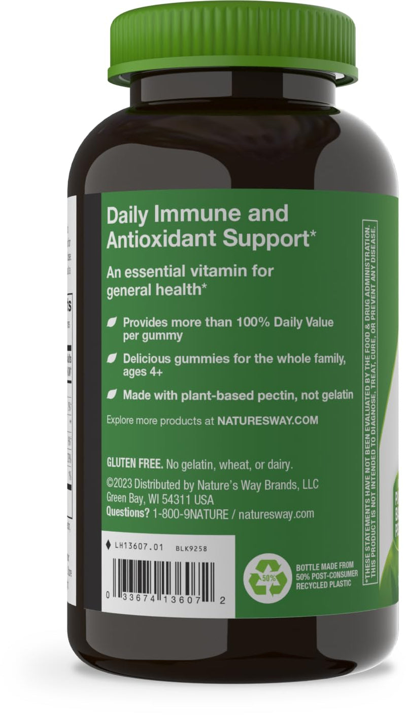 Nature's Way Vitamin C Gummies, 250 mg per Serving, Orange, 120 ct | High Potency Antioxidant Vitamin C Gummies for Immune Support*, Dietary Supplement Supports Immune Function*, Orange Flavored 120 Count (Pack of 1)