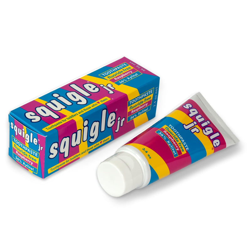 Squigle Jr Toothpaste (for Infants, Toddlers), Travel Toothpaste, Prevents Cavities, Canker Sores, Chapped Lips. Soothes, Protects Dry Mouths. Stops Tooth Sensitivity, No SLS - 1 Pack Raspberry 3.4 Ounce (Pack of 1)