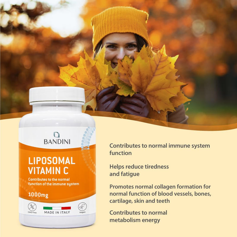 Bandini® Liposomal Vitamin C | High Strength Ascorbic Acid Capsules, High Absorption & Bioavailability | Immunity, Energy, Skin Support - Boosts Collagen & Reduces Fatigue (180 Count (Pack of 1)) 180 count (Pack of 1)