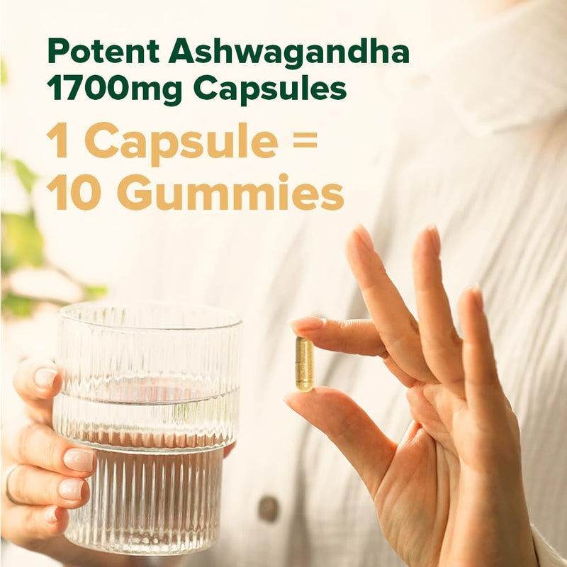 VAHDAM Ashwagandha Supplement 1700mg | 90 Capsules (1 Months Supply) with KSM- 66 Ashwagandha Root Extract and L-Theanine
