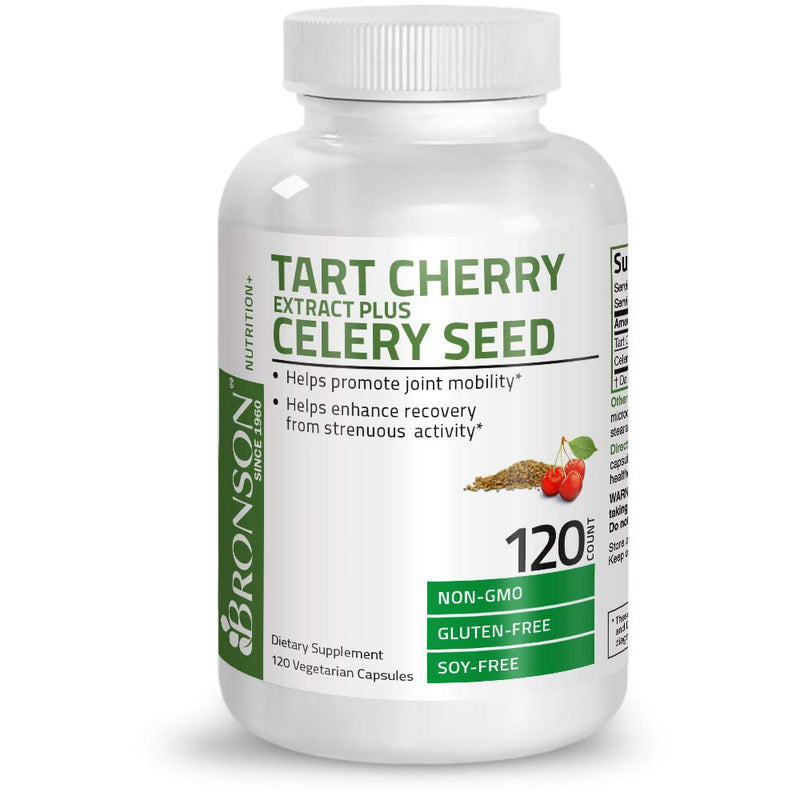 [Australia] - Bronson Tart Cherry Extract + Celery Seed Capsules - Powerful Uric Acid Cleanse, Joint Mobility Support & Muscle Recovery Supplement - Non GMO Formula, 120 Vegetarian Capsules Unflavoured 120 Count (Pack of 1) 