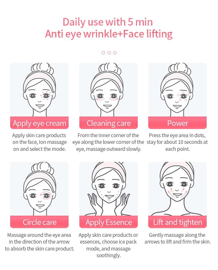 Eye Massager Wand with Heat and Cooling Electric Ice Roller For Face Vibrating 42℃ and 10℃ Dark Circles Treatment,Relieve Puffiness,Sinus Pain,Migraine Relief,Eyes Bags Remover,Anti Wrinkles
