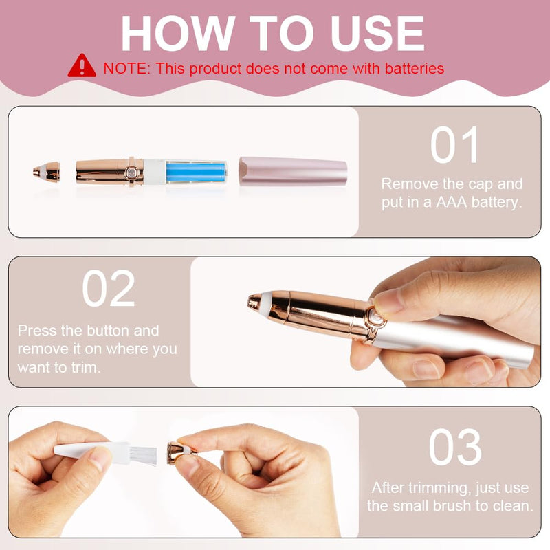 [Australia] - LOPHE eyebrow razor, eyebrow trimmer for women, eyebrow razor electric, painless and precision eyebrow trimmer for travel, on the go, gift (rose gold) rose gold 