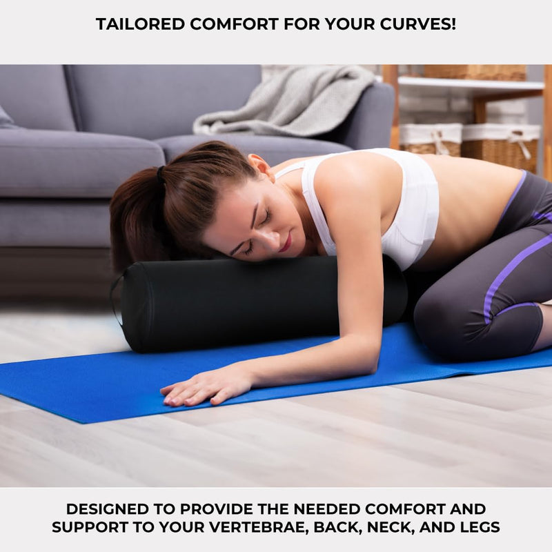 [Australia] - ForPro Professional Collection Full Round Bolster Pillow, Black, Oil and Stain-Resistant, for Massage and Yoga, 6" R x 26" L 6x26 Inch (Pack of 1) Solid 