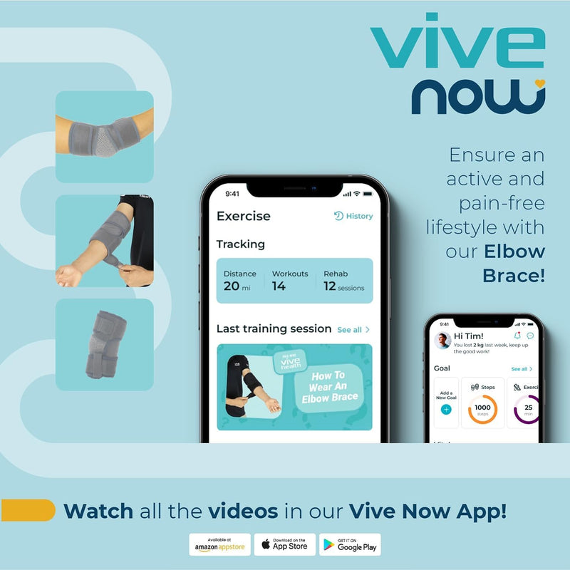 [Australia] - Vive Elbow Brace - Tennis Compression Sleeve - Wrap for Golfers, Bursitis, Left or Right Arm - Tendonitis Support Strap for Golf, Men and Women - Epicondylitis and Sports Recovery (Gray, Standard) Gray 