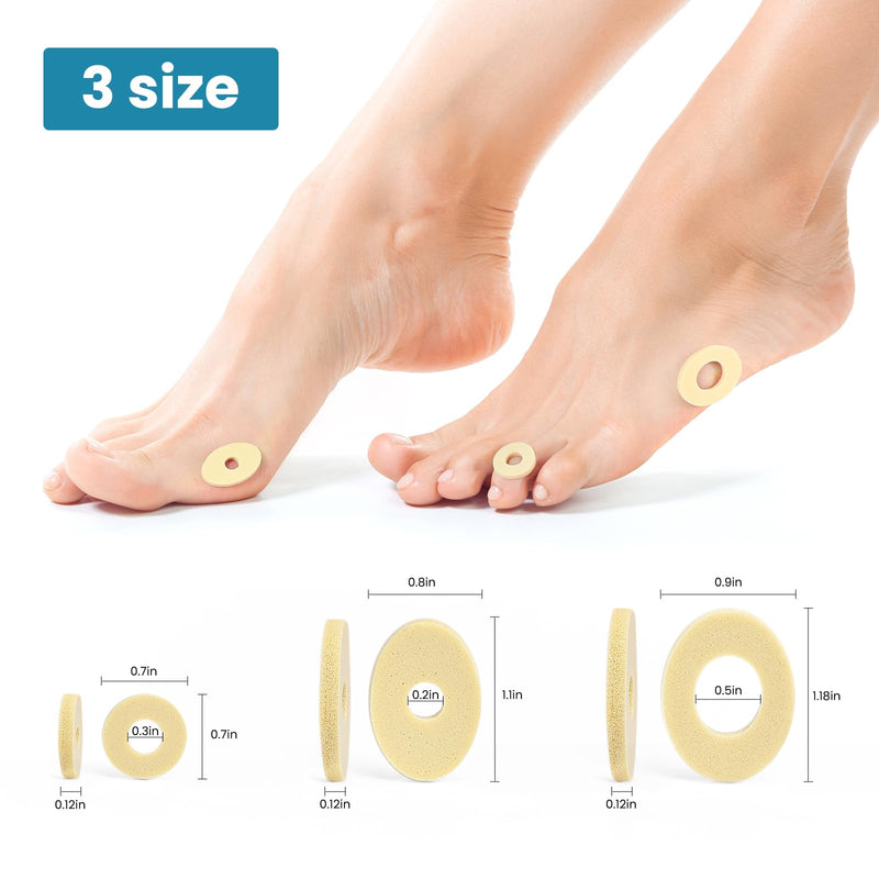 [Australia] - Corn Cushions for Toes and Feet - Callus Cushions to Protect Sore Spots with Foam Padding - Self-Stick Adhesive Pads - Relief Pain, Pressure and Friction from Shoes, Long Lasting (45 Count) 45 Count (Multi-Size) Beige 