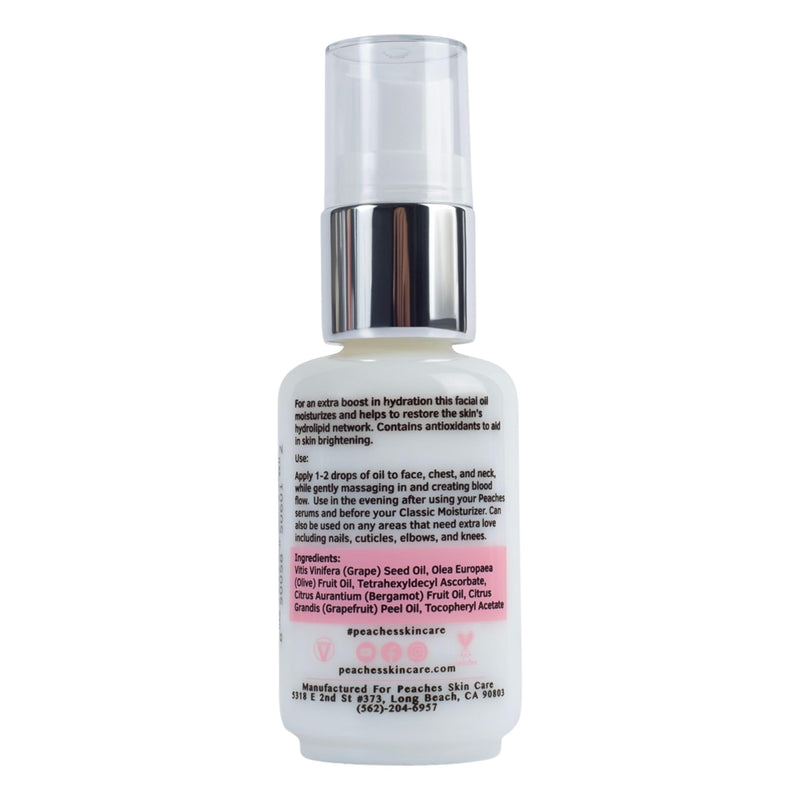 Peaches Skin Care Renew Facial Oil - Squalene Face Oil, 1 oz | Nourishing facial oil with squalene-rich olive oil and vitamins C and E for balanced, smoother-looking skin.