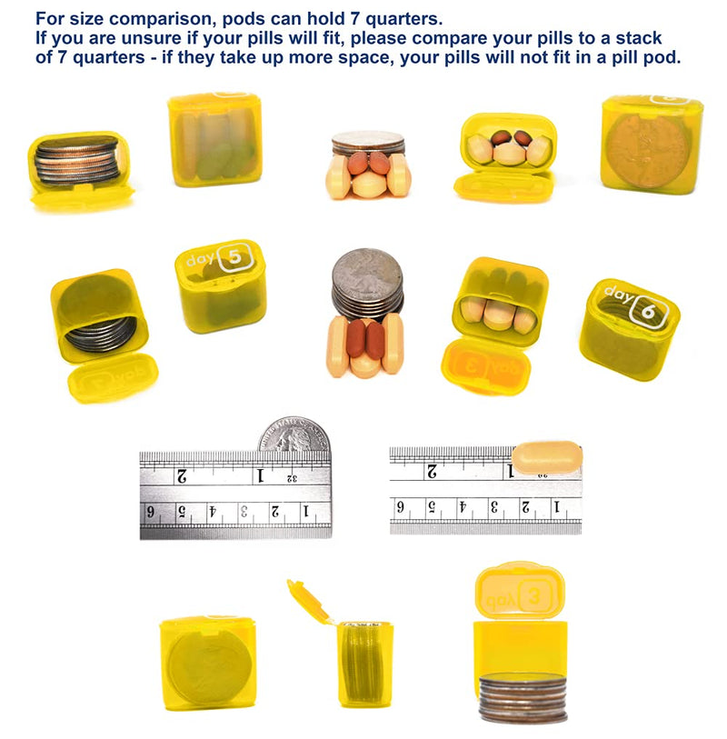 31 Day Monthly Pill Organizer with Daily Removable Pods - Grey (2 Pack, Yellow & Grey)