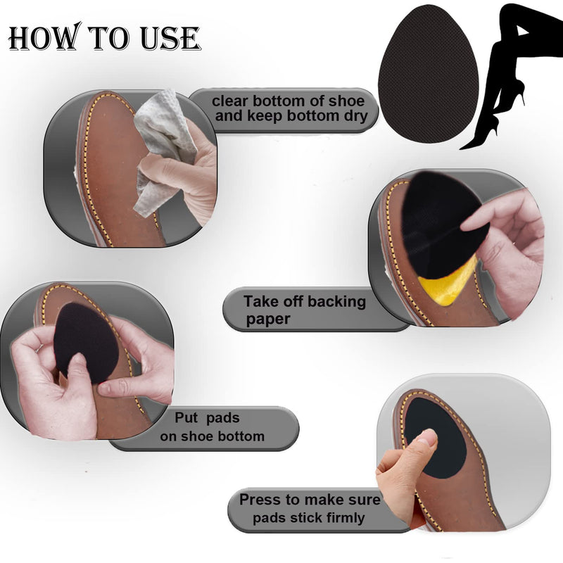 [Australia] - Non-Slip Shoes Pads Sole Protectors Adhesive, High Heels Anti-Slip Shoe Grips (Black 4pairs) Black 4pairs 