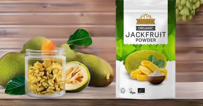 Ausha Organic Green Jackfruit Powder 250g - UK Certified Organic by Soil Association - Gut Health, Fibre, Gluten Free - Add to Cereals, Smoothies, Juices, Porridge, Baking Organic Jackfruit Powder 250g