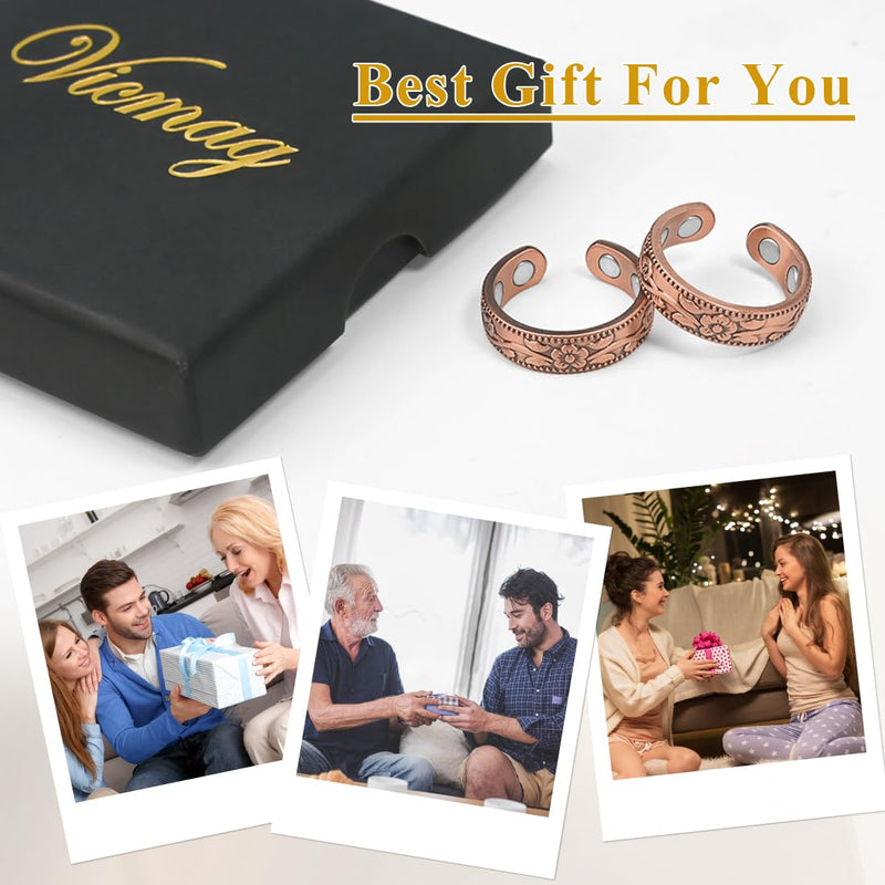 [Australia] - Vicmag Copper Magnetic Ring for Women 99.9% Copper Finger Ring Strong Magnet Ring Copper Jewelry Gift Adjustable 