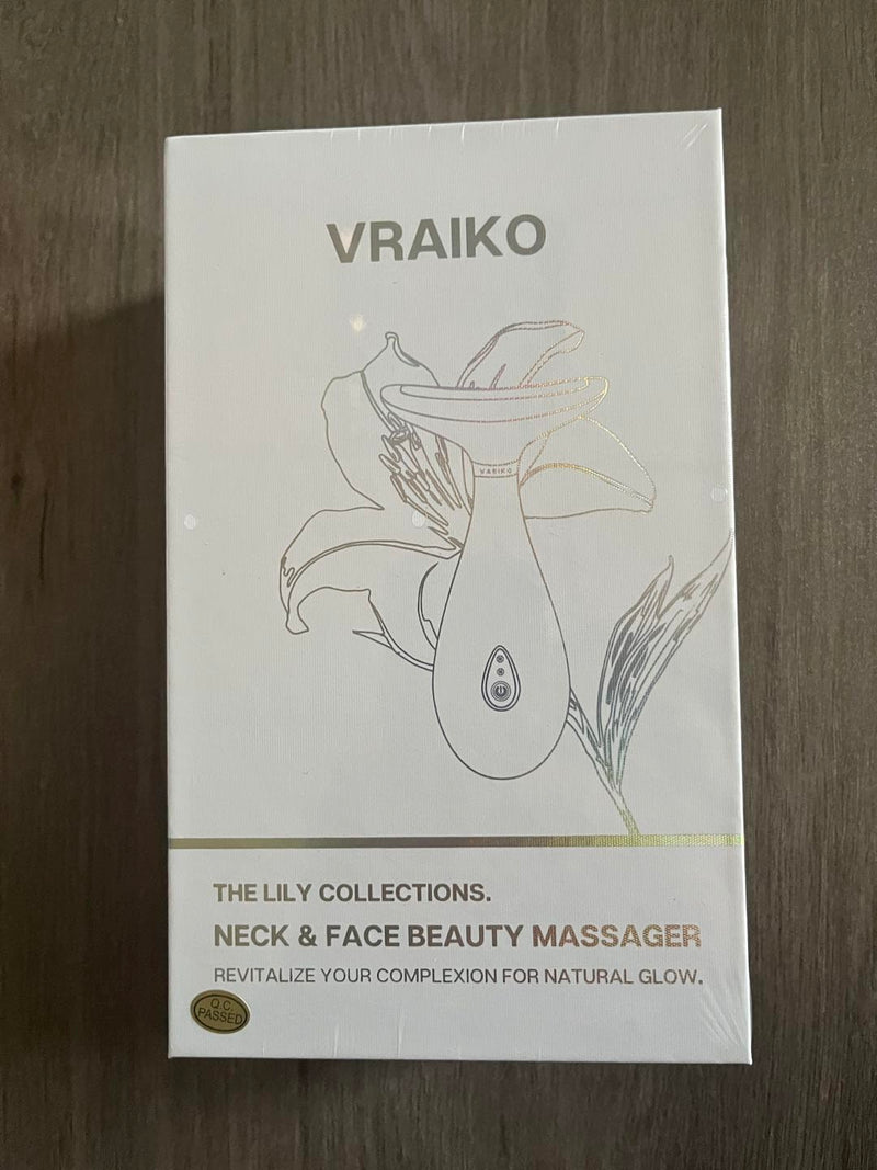 [Australia] - VRAIKO Lily Neck Face Massager, Face Sculpting Tool, Skin Rejuvenation Device with Thermal, Triple Action LED and Vibration, for Anti-Aging, Lifting and Tightening Sagging Skin (Pearl White) Pearl White 