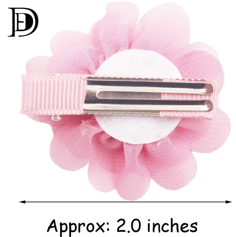 DeD 40PCS 2" Chiffon Flower Hair Bows Clips Flower Tiny Hair Clips Fine Hair for Girls Infants Toddlers Set of 20 Pairs