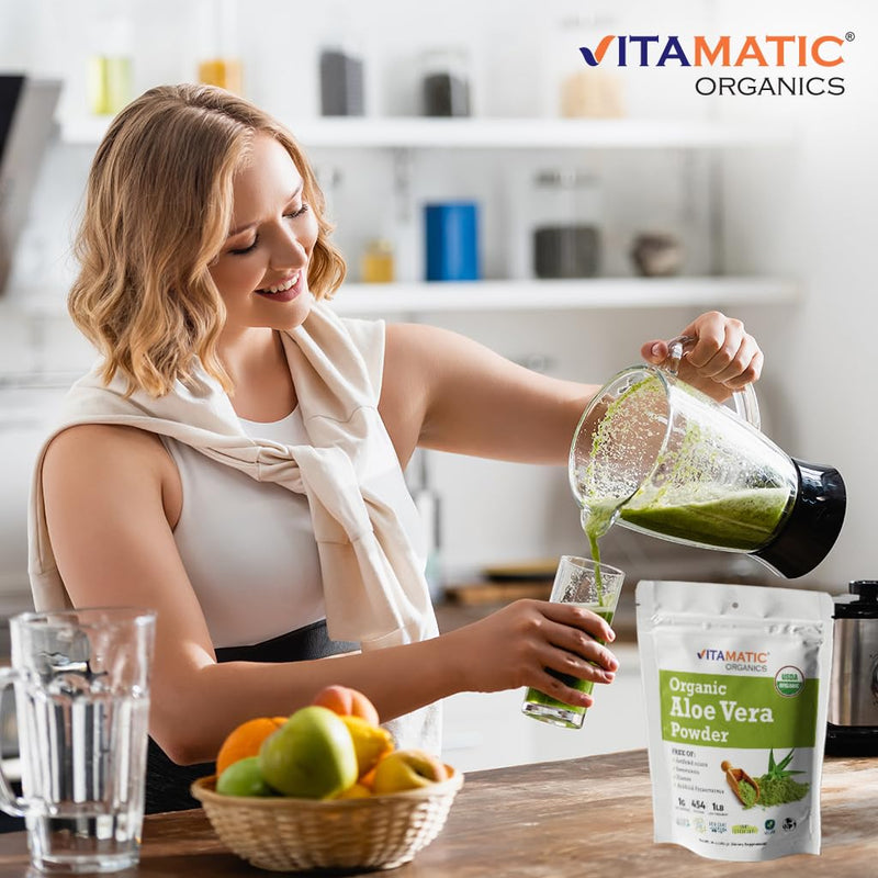 [Australia] - Vitamatic Certified USDA Organic Aloe Vera Powder 1 Pound (16 Ounce) 