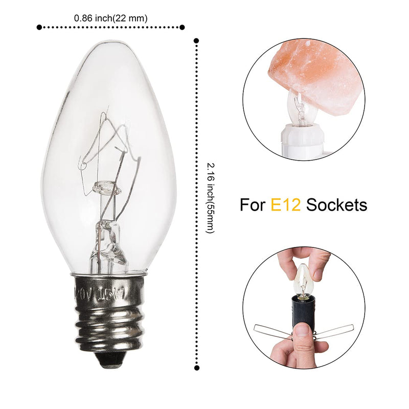 [Australia] - Salt Lamp Light Bulbs 15 Watt 6 Pack, Himalayan Salt Lamp Original Replacement Bulbs E12 Socket Long Lasting Incandescent Bulbs 6 Count (Pack of 1) 
