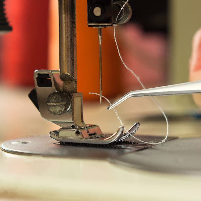 Honoson 10 Pcs Stainless Steel Tweezers for Crafting with Curved Serrated Tip Multipurpose Forceps Sewing Machine Tweezers Bulk (Silver) Silver