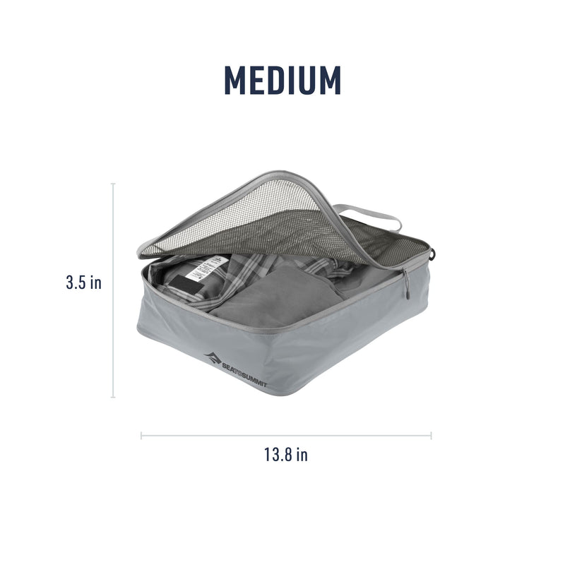 Sea to Summit Garment Mesh Bag Packing Organizer, Medium, Highrise Grey | Lightweight nylon and mesh packing organizer compartmentalizes clothing and accessories in a suitcase or duffle