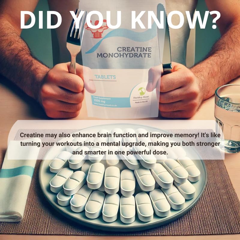 Creatine Monohydrate 1000mg 120 Tablets Pills Nutrition Health Food Supplements HEALTHY MOOD UK
