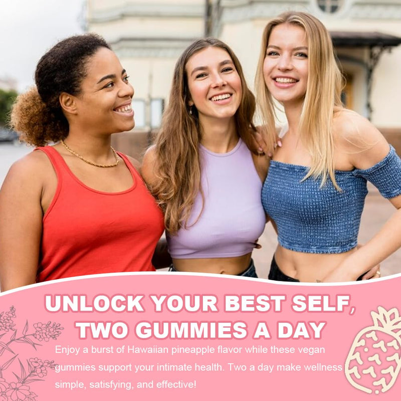 Feminine Balance Gummies for Women's Health, Premium Balance Gummies for pH Balance & Immune Support, Vegan & Low Sugar-Hawaiian Pineapple Flavor-60 Gummies