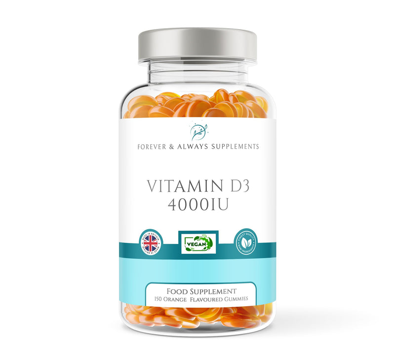 Vitamin D3 4000iu - High Strength 100μg - 5 Months Supply Orange Flavour Gummies - Vitamin D Supplement Teeth, Bone, Muscles & Immune System Support