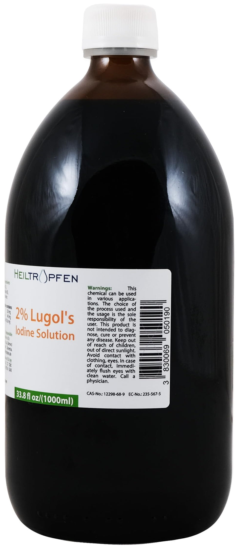 [Australia] - 2% Lugols | Lugol's iodine solution | 1000ml | 6% liquid formulation | 2 percent elemental iodine and 4% potassium iodide | Pharmaceutical Grade Ingredients | Healing Drops® 