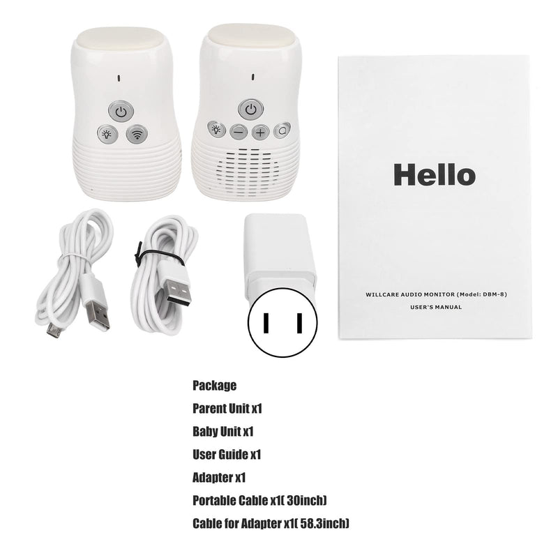 [Australia] - DM221 Audio Baby Monitor, 1000ft Range, Vibrating Sound Alert, Talk Back Intercom, Night Light, Noise Detection, Two Way Intercom, Point to Point (U.S. U.S. regulations 