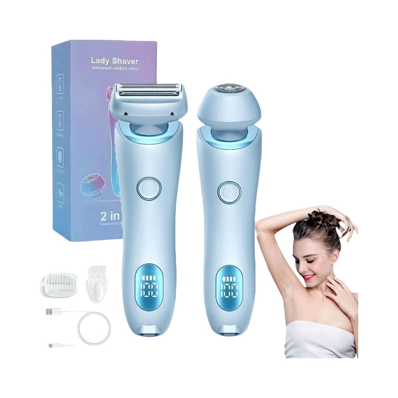 Silk Glide Pro 3.0 Razor for Women | Livora 2 in 1 Electric Shaver | Wet & Dry Waterproof Design | Painless Hair Removal Tool | Suitable for Leg, Arm, Underarm & Bikini Grooming | (Blue) Blue