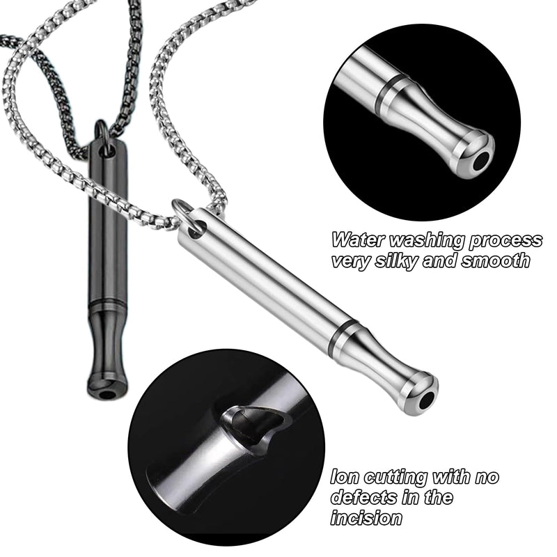 [Australia] - Pack of 2 smoking cessation aids, V2 necklace, smoke-free original, breathing chain, smoke-free aid, smoking cessation chain with whistle, fear breathing necklace with resistance, against quitting smoking necklace 