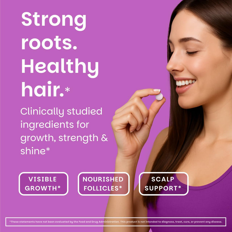 EZ Melts Hair Health Complete - Hair Supplement to Support Strength & Growth - Includes AnaGain Nu, Biotin, Apigenin, Bambo Silica & More - 60 Sublingual Tablets (30 Servings) 60 Count (Pack of 1)