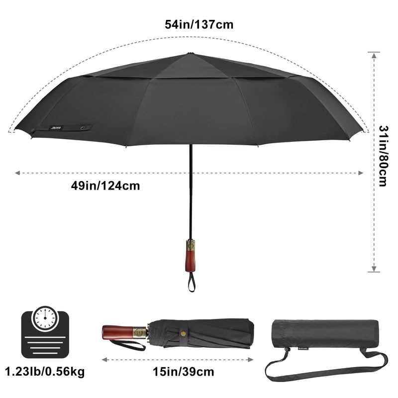 G4Free 54 Inch Large Compact Windproof Golf Umbrella for Rain Oversized Travel Umbrella with Ring Carabiner Handle, Automatic Open UV Protection