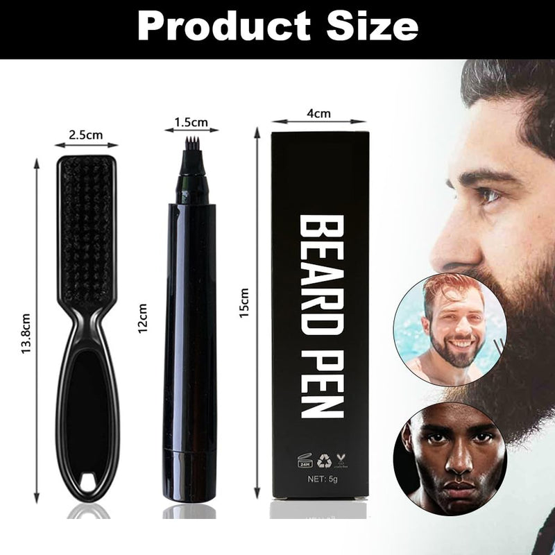 [Australia] - Beard filler pen, 2 pieces beard filler pen, waterproof beard pen, mustache pen, beard filler pencil, waterproof beard pen for men, men's beard pen black, beard pen filling set for filling mustaches 