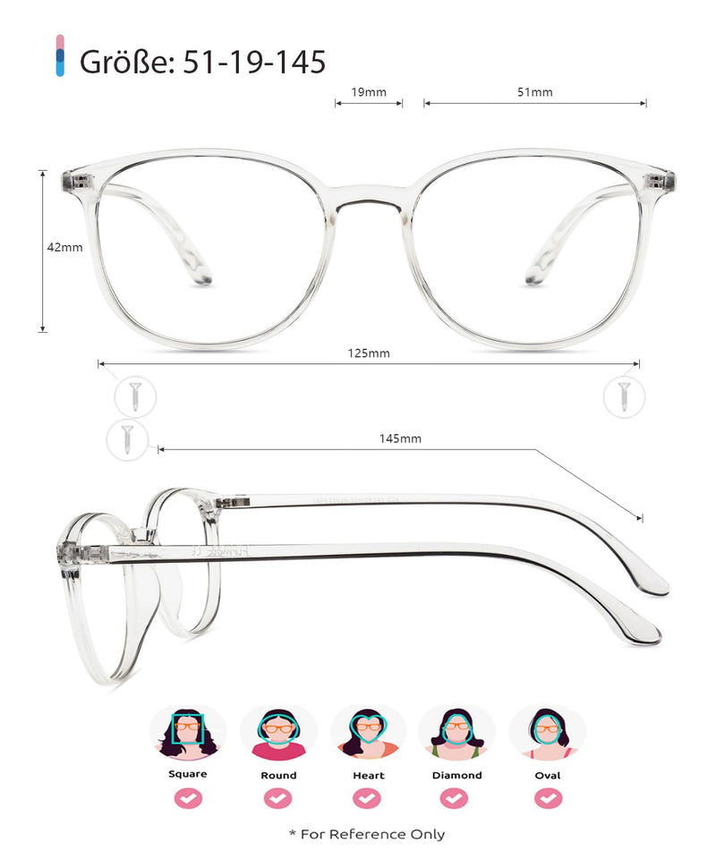 [Australia] - Firmoo Blue Light Glasses Computer Glasses Anti Fatigue Blue Light UV Protective Glasses Women Men TR90 Transparent 0.00x 
