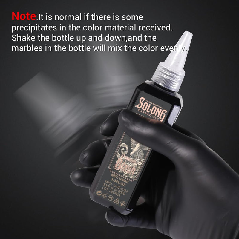 [Australia] - Tattoo Ink,Solong S Series 3.4oz(100ml) Professional Black Tattoo Ink for Outlining,Shading and Blending-Premium Black Tattoo Supplies,TI303S-100-031 100ML-Premium Black 