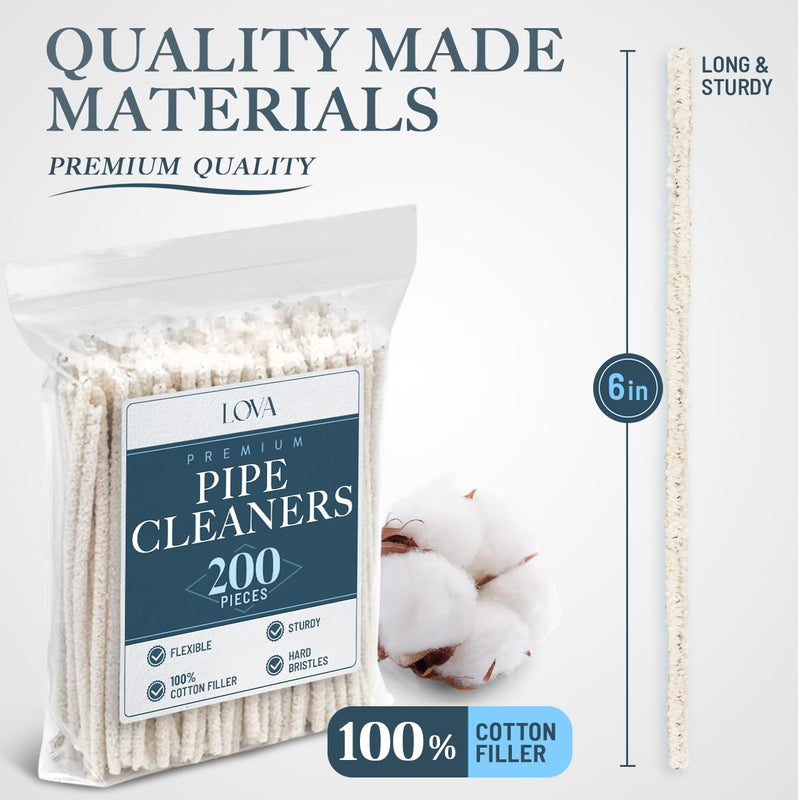 [Australia] - Lova Pipe Cleaners Bulk (200 Hard Bristle) Easily Cleans and Craft! Arts and Crafts, Glass and Pipe, Glass Pipe Cleaner, Pipe Cleaner for Cleaning, Glass Pipes, Pipecleaners 200 Hard 