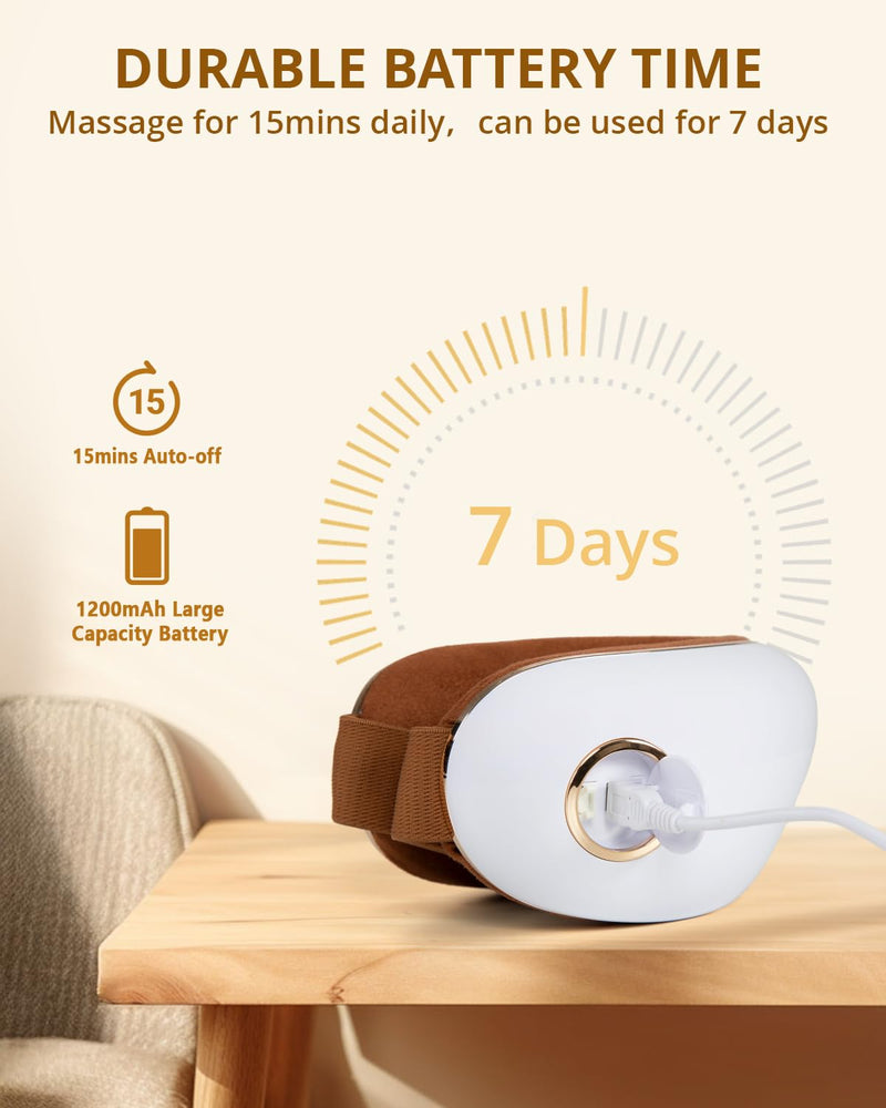 [Australia] - iRest Eye Massager with Heat,Smart Eye Mask Massager with Compression & Vibration,Relax Music,Rechargeable,Migraine Massager for Improve Sleep,Relieve Eye Strain Dry Eye Dark Circles Eye Bags,White White 