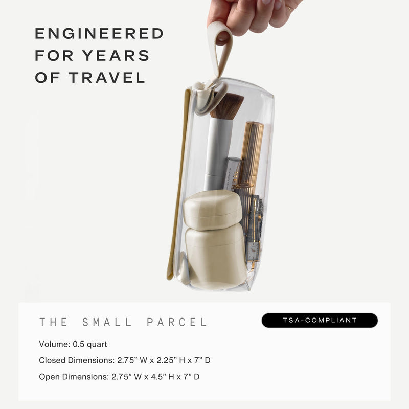 Cadence Parcel - Clear Travel Kit with Zipperless Magnetic Closure - Pebble, Small - Durable, Leak-Resistant and TSA Approved Toiletry Bag - Modular Organization - Recycled TPU (.5 Qt)