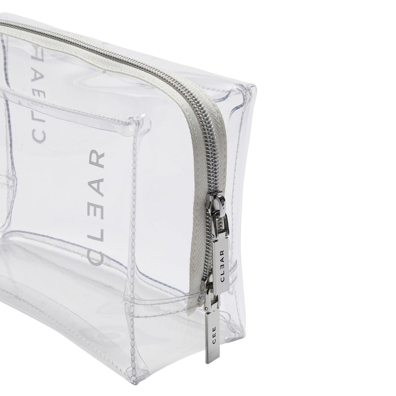 Makeup Bag (Small) - Clear Cosmetic Bag for Travel - TSA Approved Transparent Toiletry Organizer Pouch for Liquids, Make Up, & Essentials - See Through Case with Zipper for Carry On