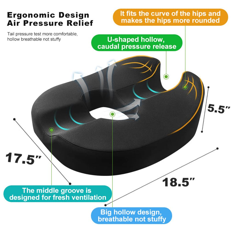 [Australia] - Donut Pillow Coccyx Seat Cushion for Prostate, Sciatica, Pelvic Floor, Pressure Sores, Pregnancy, Perineal Surgery, Postpartum Recovery Pain Pressure Relief Memory Foam Chair Pad Large 