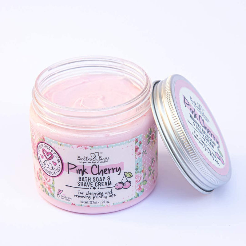 [Australia] - Bella & Bear Pink Cherry Bath Soap & Shave Cream, Paraben Free, No Harmful Chemicals, Cruelty Free, Vegan, 6.7oz 