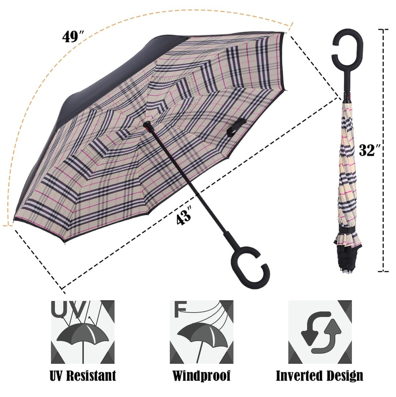 Inverted Reverse Umbrella with C-shaped Handle Windproof Upside Down Umbrellas for Rain and Kids Clear Bubble Umbrella Transparent Dome See Through Child Umbrellas for Rain Boys