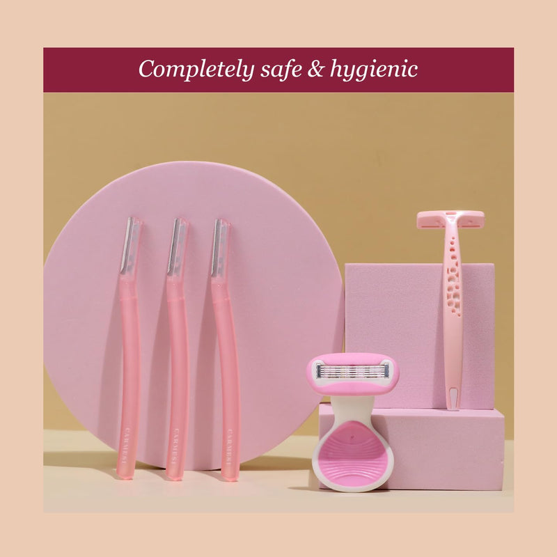 [Australia] - Carmesi Full-Body Shaving Combo with 3 Facial Razors + 1 Body Mini Razor + 1 Bikini Razor | Painless & Precision Face Hair Removal | Prevents Nicks & Cuts | for Smooth Shave | (5 Count) 