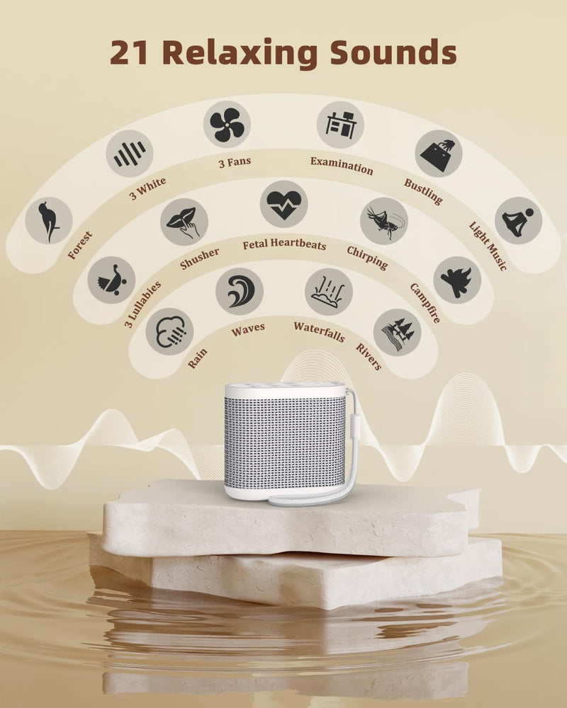 [Australia] - Portable Sound Machine for Travel, White Noise Sound Machine for Sleeping, 52-Hour Lasting Mini Noise Machine with 21 Quality Non-looping Sounds, Headphone Jack, Memory, Timer for Adults, Office,Hotel 