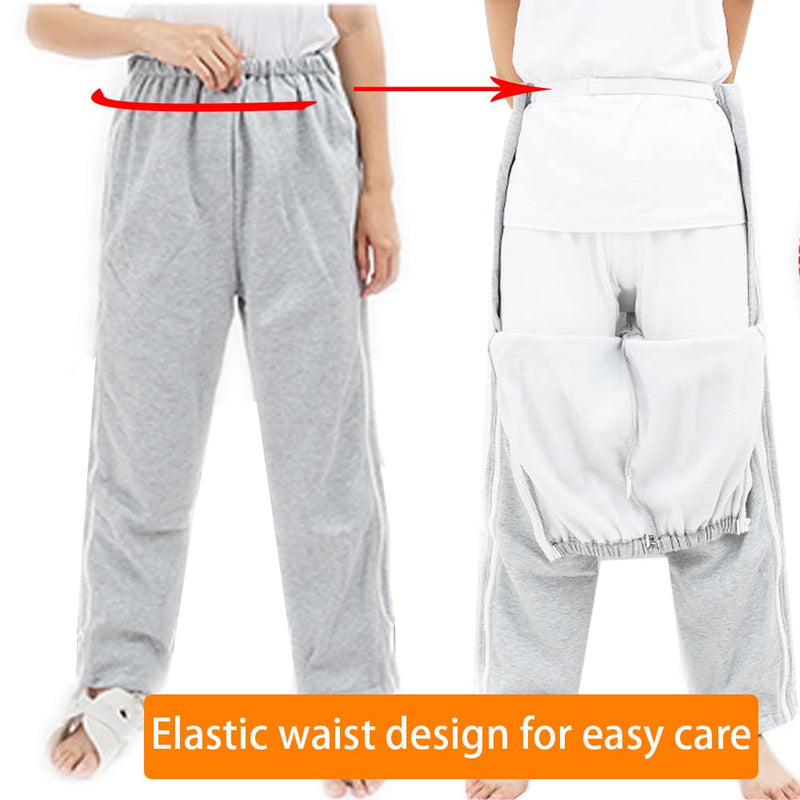 [Australia] - Unisex Patient Pants,Bedridden Patient Clothing,Disability Clothing,2 Side Zippers Full Open Down Sweatpants,Leg Post Surgery Pant for Fracture/Surgery Patients Black Medium 