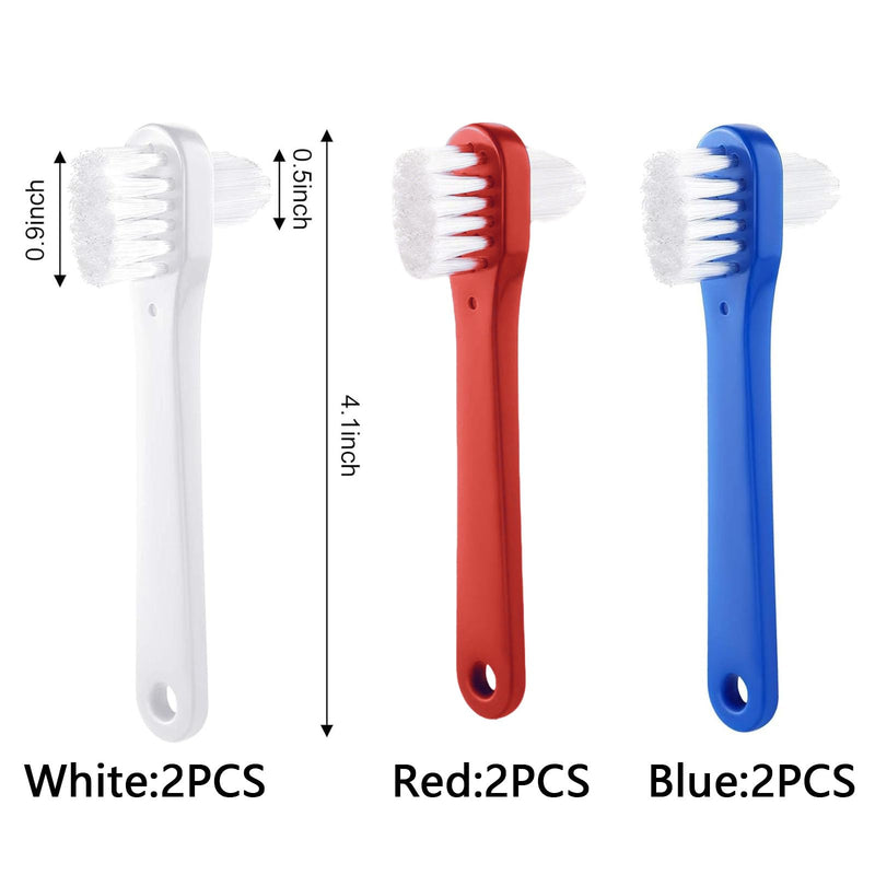 [Australia] - 6 Pcs Denture Brush for Adults Heavy Duty Bristles Toothbrush for Dentures Retainer Cleaner Effective Cleaning Tool for Appliances Removable Denture Care Brush Oral Hygiene Accessory 