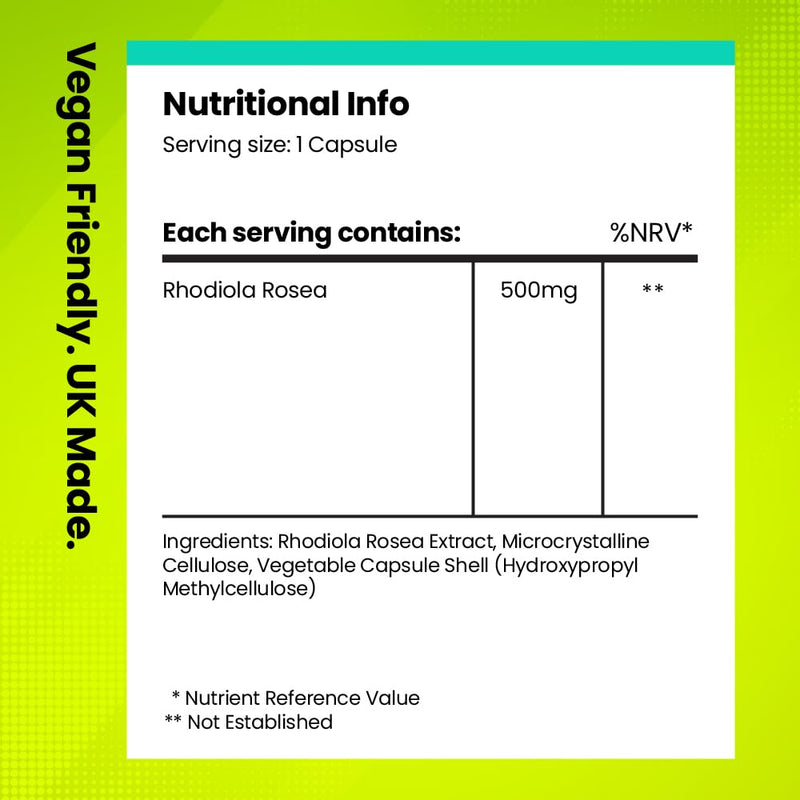 Rhodiola Rosea 500mg | Cognitive Nootropic Supplements | 120 Vegan Capsules | 4-Month Supply | Adaptogenic Herbal Supplement for Focus, Memory, Mental Clarity, Energy & Stress Support | Fitimins